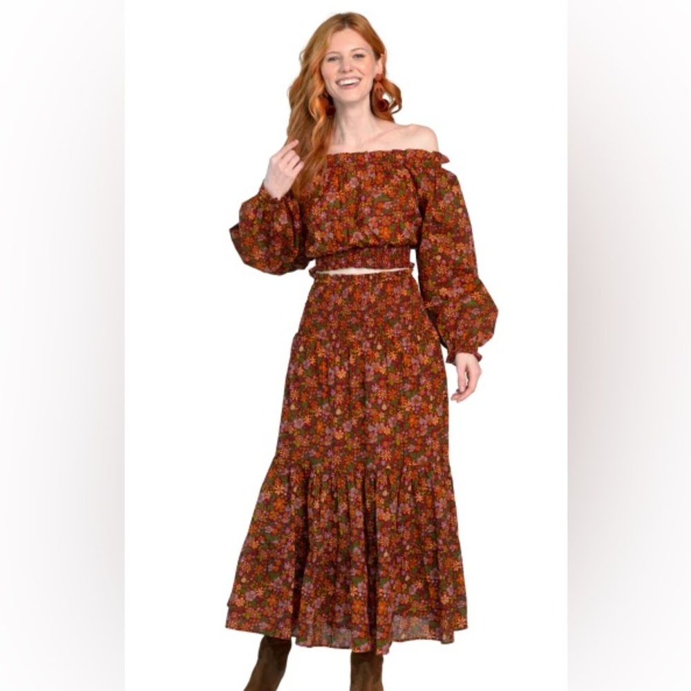 Olivia James the label Izzy Wildflower Rosewood Skirt Dress